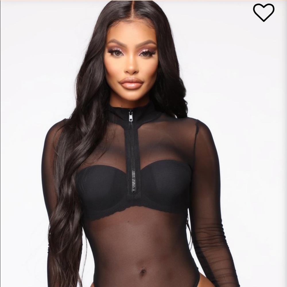 NWT Look at me now black mesh bodysuit with zipper